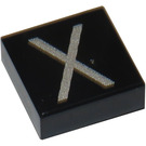 LEGO Black Tile 1 x 1 with "X" with Groove (11587 / 13433)