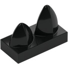 LEGO Black Tile 1 x 2 with 2 Vertical Teeth (15209)