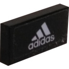 LEGO Black Tile 1 x 2 with Adidas Sticker with Groove (3069)
