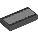 LEGO Schwarz Fliese 1 x 2 mit Adidas Streifen mit Zigzag Edges mit Nut (3069 / 79707)