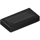 LEGO Black Tile 1 x 2 with Air Vent Sticker with Groove (3069)