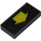 LEGO Black Tile 1 x 2 with Arrow Short Yellow with Groove (3069 / 82057)