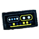 LEGO Black Tile 1 x 2 with Batcomputer Control Console Yellow Square, Blue and White Round Buttons Sticker with Groove (3069)