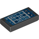 LEGO Zwart Tegel 1 x 2 met Zwart Smartphone met groef (3069 / 73893)