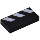 LEGO Black Tile 1 x 2 with Black & White Diagonal Stripes with Groove (3069 / 84506)
