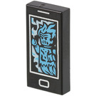 LEGO Black Tile 1 x 2 with Cell Phone With Azure Ghost with Groove (3069 / 56205)