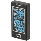 LEGO Schwarz Fliese 1 x 2 mit Cell Phone mit Azure Geist mit Nut (3069 / 56205)