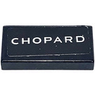 LEGO Black Tile 1 x 2 with CHOPARD Sticker with Groove (3069)