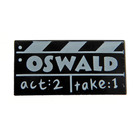 LEGO Schwarz Fliese 1 x 2 mit Clap 'OSWALD', 'act:2', 'take:1' mit Nut (3069 / 102001)