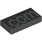 LEGO Black Tile 1 x 2 with .com with Groove (11623 / 14892)