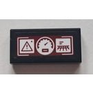 LEGO Black Tile 1 x 2 with Control Panel with Speedometer, Danger Triangle Sticker with Groove (3069)