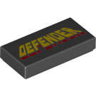 LEGO Black Tile 1 x 2 with Defender with Groove (3069 / 24444)