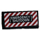 LEGO Schwarz Fliese 1 x 2 mit Emergency Shutdown Aufkleber mit Nut (3069)