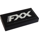 LEGO Black Tile 1 x 2 with 'FXX' Sticker with Groove (3069)