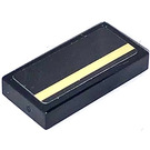 LEGO Black Tile 1 x 2 with Golden Stripe Sticker with Groove (3069)