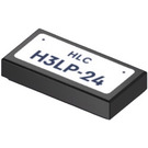 LEGO Noir Tuile 1 x 2 avec ‘H3LP-24’ Number assiette Autocollant avec rainure