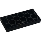 LEGO Black Tile 1 x 2 with Hexagons Sticker with Groove (3069)