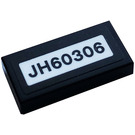 LEGO Black Tile 1 x 2 with 'JH60306' Sticker with Groove (3069)