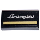 LEGO Black Tile 1 x 2 with Lamborghini Sticker with Groove (3069)