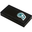 LEGO Black Tile 1 x 2 with Logo Petronas Sticker with Groove (3069)
