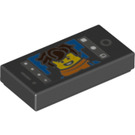LEGO Black Tile 1 x 2 with Phone Screen with Groove (3069 / 34574)