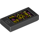 LEGO Schwarz Fliese 1 x 2 mit Phone mit Orange Ghost mit Nut (3069 / 68357)