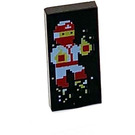LEGO Schwarz Fliese 1 x 2 mit Pixelated Ninja mit Nut (3069)