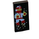 LEGO Black Tile 1 x 2 with Pixelated Ninja with Groove (3069 / 74273)