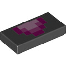 LEGO Zwart Tegel 1 x 2 met Pixelated Pink en Magenta Tongue met groef (3069 / 47130)