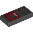 LEGO Black Tile 1 x 2 with Red and Gray Video Recorder with Groove (3069)