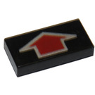 LEGO Black Tile 1 x 2 with Red Arrow with Groove (3069 / 81799)