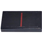 LEGO Black Tile 1 x 2 with Red Line Sticker with Groove (3069)