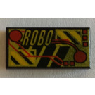 LEGO Zwart Tegel 1 x 2 met 'Robo' & Electronic Circuitry met groef (3069)