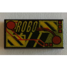 LEGO Black Tile 1 x 2 with 'Robo' & Electronic Circuitry with Groove (3069)