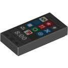 LEGO Noir Tuile 1 x 2 avec Smartphone avec rainure (3069 / 16044)