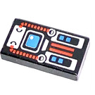 LEGO Schwarz Fliese 1 x 2 mit Raum Control Panel mit Blau Screen mit Nut (3069)