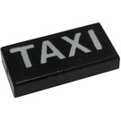LEGO Schwarz Fliese 1 x 2 mit Taxi mit Nut (3069)