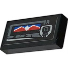 LEGO Black Tile 1 x 2 with Transmitter Pager with Captain Marvel Symbol Sticker with Groove (3069)