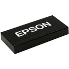 LEGO Schwarz Fliese 1 x 2 mit Weiß 'EPSON' Aufkleber mit Nut (3069)