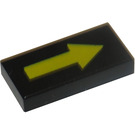 LEGO Black Tile 1 x 2 with Yellow Arrow with Groove (3069)