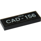 LEGO Black Tile 1 x 3 with 'QLD CAD-156' Sticker (63864)