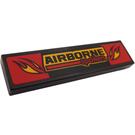 LEGO Black Tile 1 x 4 with "AIRBORNE Spoilers" and Flames Sticker (2431)
