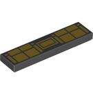 LEGO Black Tile 1 x 4 with Batman Gold Belt Pouches (2431 / 39078)