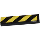 LEGO Black Tile 1 x 4 with Black and Yellow Danger Stripes 8639 Sticker (2431)