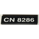 LEGO Black Tile 1 x 4 with CN 8286 License Plate Sticker (2431)