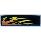 LEGO Black Tile 1 x 4 with Flame Pattern (Right Side) Sticker (2431)