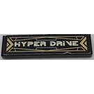 LEGO Black Tile 1 x 4 with 'Hyper Drive' Sticker (2431)