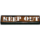 LEGO Zwart Tegel 1 x 4 met Keep Out Printing (2431)