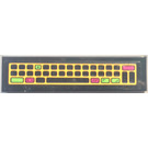 LEGO Zwart Tegel 1 x 4 met Keyboard Paneel Sticker (2431)