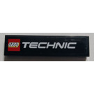 LEGO Zwart Tegel 1 x 4 met 'LEGO' logo en (TECHNIC) Sticker (2431)